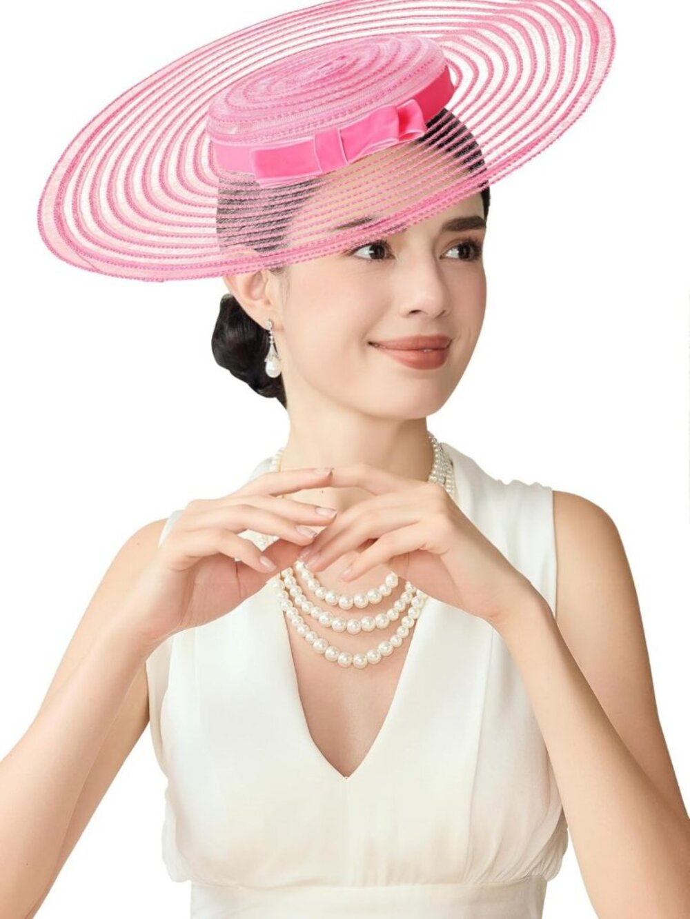 Wide Brim Fascinator Hat for Women | Vintage Tea Party, Wedding, Cocktail, High